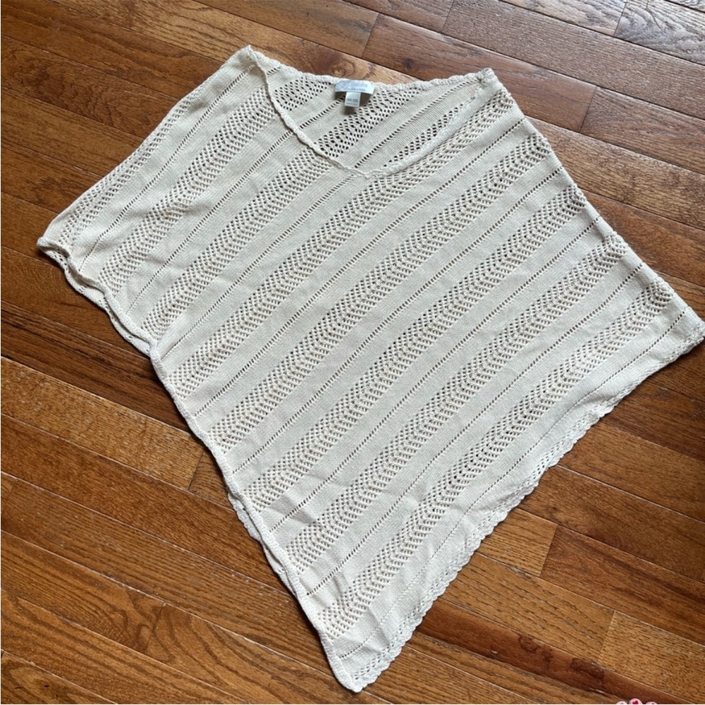 CJ Banks Cream Women's Poncho Sweater, Size OS (Plus)